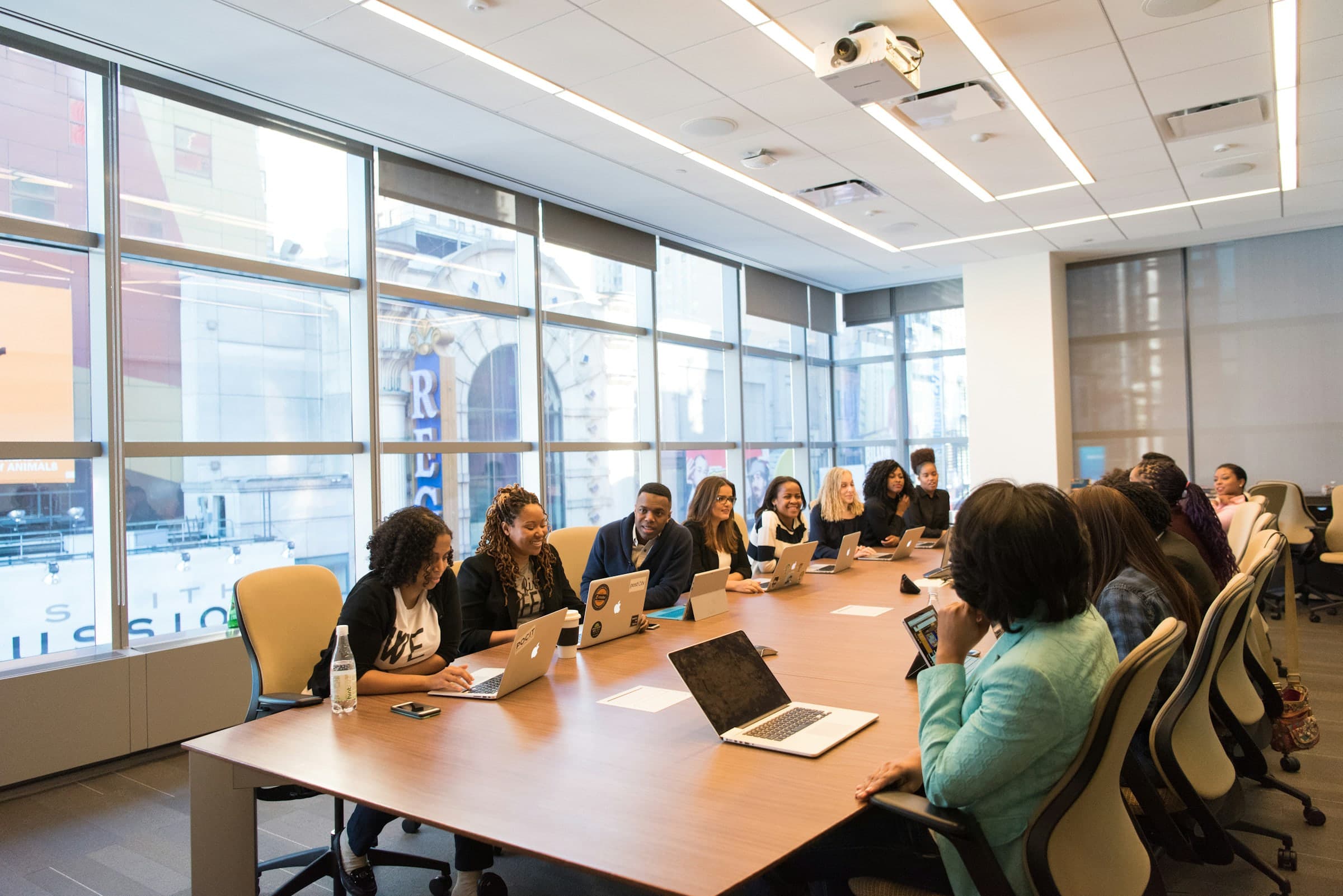 A working session in a modern boardroom